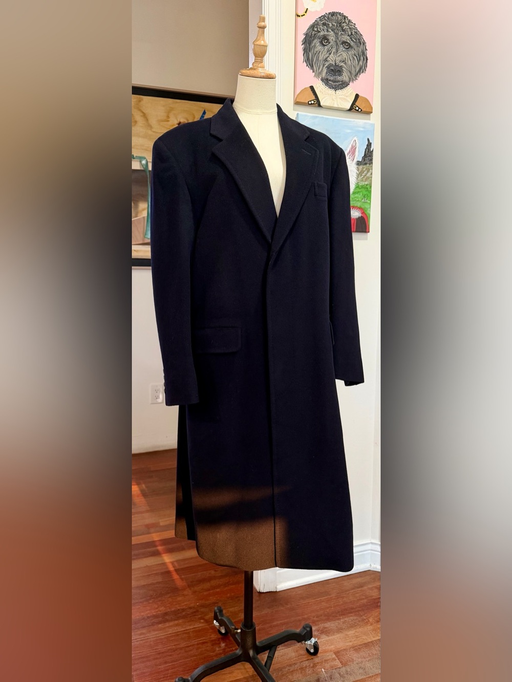 Burberry Men's Black Long Wool Pea Coat